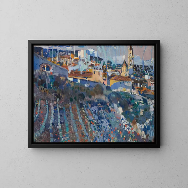 Village en terrazas - Joaquín Mir Trinxet — cuadro enmarcado en la pared