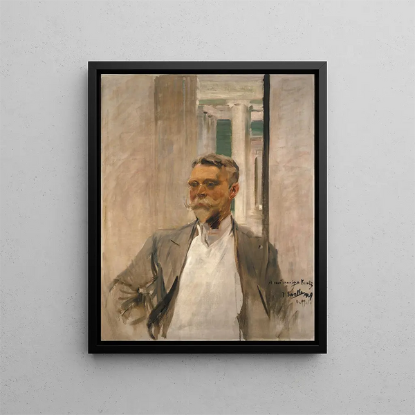 retrato de Charles M. Kurtz, director fundador de la Albright Art Gallery 1905-1909 - Joaquín Sorolla — cuadro enmarcado en la pared