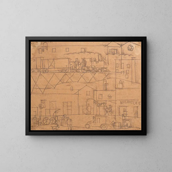 La Gare - Joaquín Torres-García — cuadro enmarcado en la pared