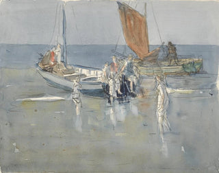 Johan Antonie de Jonge - Vissersschepen op het strand van Scheveningen.webp