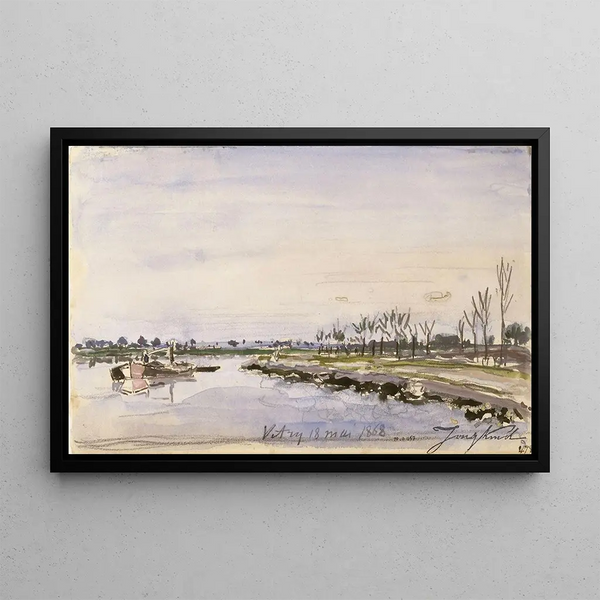 Bordes de río - Johan Barthold Jongkind — cuadro enmarcado en la pared