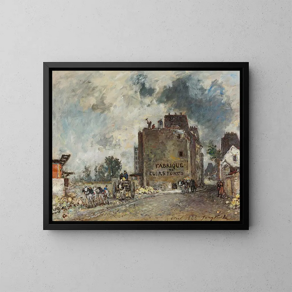 Trabajos de demolición en la calle de los Francos-Bourgeois Saint-Marcel - Johan Barthold Jongkind — cuadro enmarcado en la pared