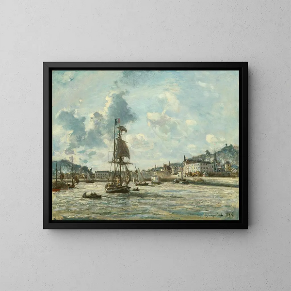 Entry of the Honfleur port - Johan Barthold Jongkind — framed artwork on a wall