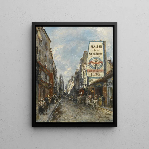 La Rue Saint-Jacques Paris - Johan Barthold Jongkind — framed artwork on a wall