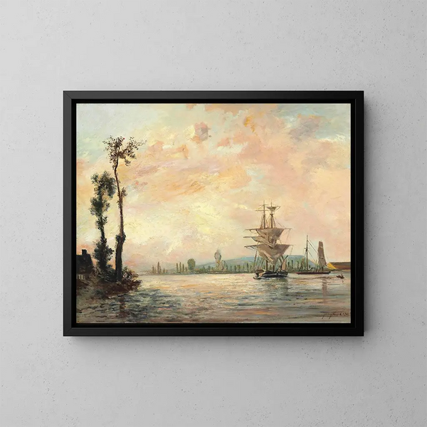 La Seine cerca de Rouen - Johan Barthold Jongkind — cuadro enmarcado en la pared