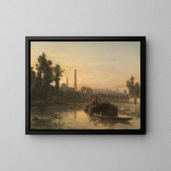 Vista de río en Francia, probablemente cerca de Pontoise - Johan Barthold Jongkind — cuadro enmarcado en la pared