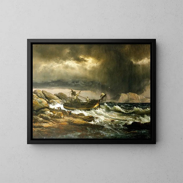 Restos de un barco - Johan Christian Dahl — cuadro enmarcado en la pared