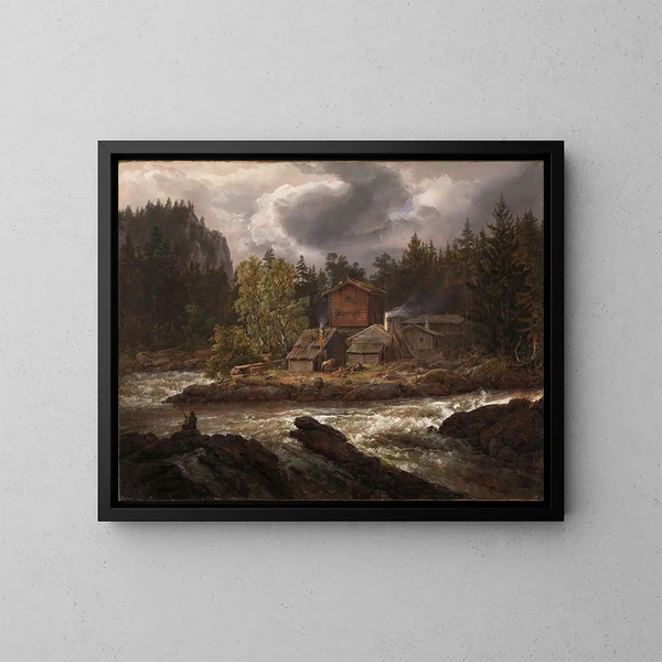 Vista de Hnefossen - Johan Christian Dahl — cuadro enmarcado en la pared