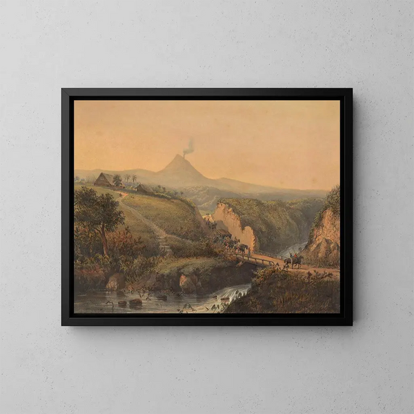 Vista de los alrededores de Malang - Johan Conrad Greive — cuadro enmarcado en la pared