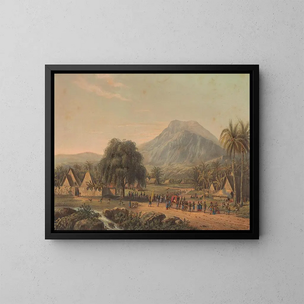 Cortège nuptial au pied du mont Salak à Java - Johan Conrad Greive — cuadro enmarcado en la pared