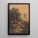 Landscape painting with waterfall and leopard drinking Wild landscape corner of Java - Johan Conrad Greive — framed artwork on a wall