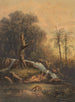 Landscape painting with waterfall and leopard drinking Wild landscape corner of Java - Johan Conrad Greive — artwork view