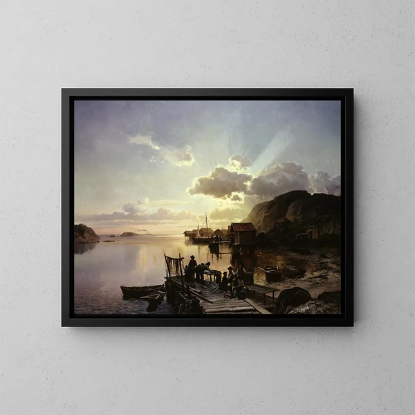 Pueblo de pescadores en Bohuslän - Johan Edvard Bergh — cuadro enmarcado en la pared