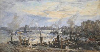 Johan Hendrik Van Mastenbroek - The Leuvehaven in the Port of Rotterdam.webp