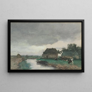Johan Hendrik Weissenbruch - Boerderij met schuur aan een vaart.webp