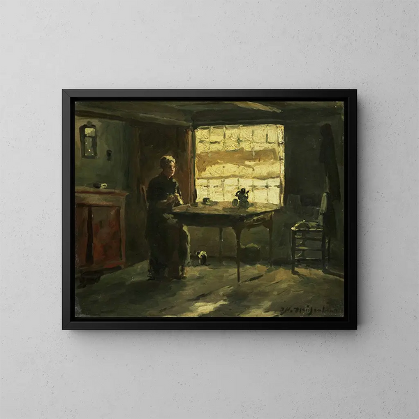 Interior de campesino - Johan Hendrik Weissenbruch — cuadro enmarcado en la pared
