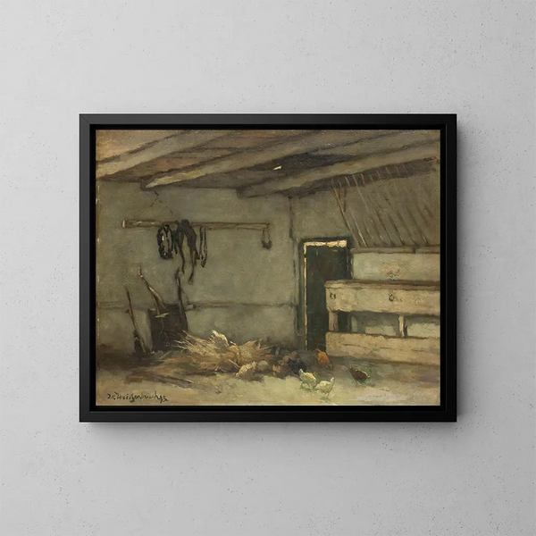 interior de un establo - Johan Hendrik Weissenbruch — cuadro enmarcado en la pared