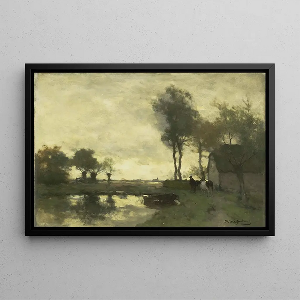 Johan Hendrik Weissenbruch - Landschap met boerderij bij een plas.webp