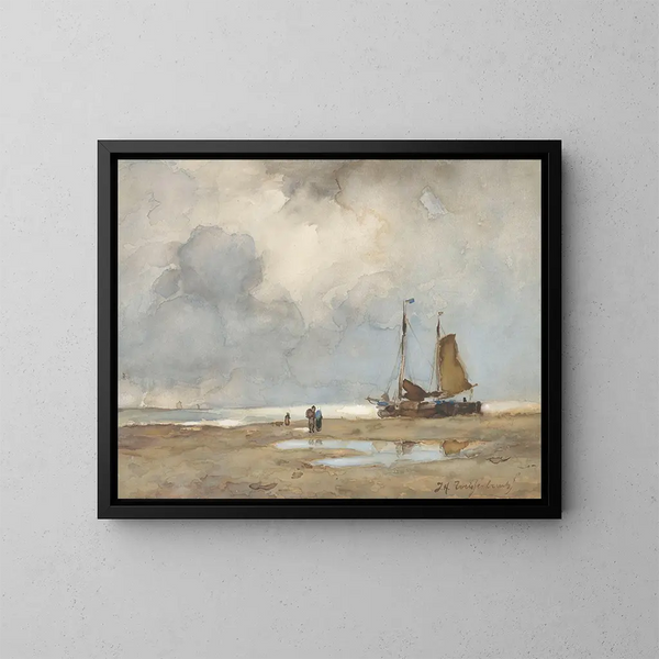 Vista en la playa - Johan Hendrik Weissenbruch — cuadro enmarcado en la pared