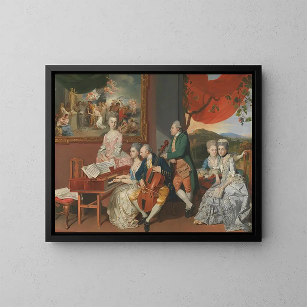 La familia Gore con George, tercer conde Cowper - Johan Joseph Zoffany — cuadro enmarcado en la pared