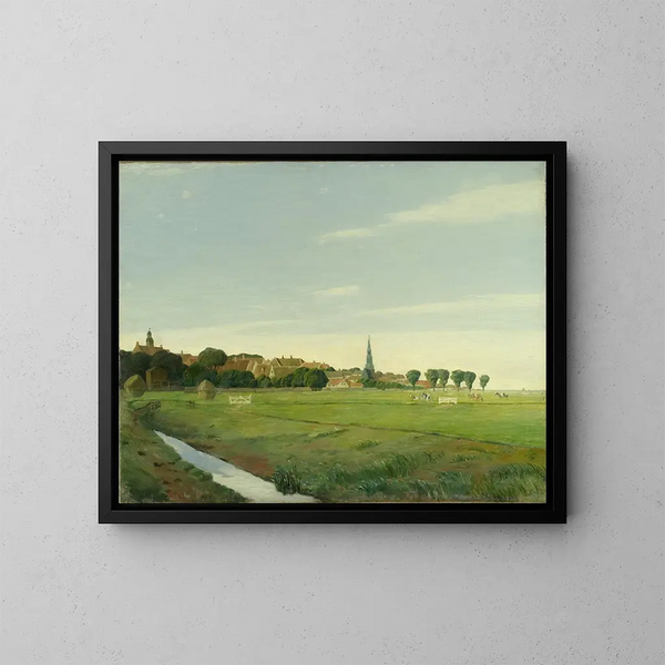 Paisaje con una ciudad - Johan Rohde — cuadro enmarcado en la pared