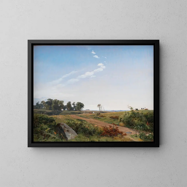 paisaje de Zélande, campiña abierta en el norte de Zélande - Johan Thomas Lundbye — cuadro enmarcado en la pared