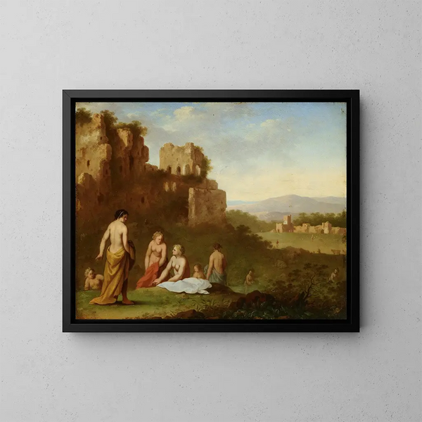 Nymphe se bañando - Johan van Haensbergen — cuadro enmarcado en la pared