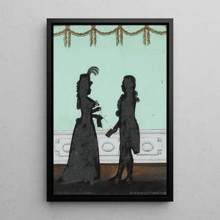 Johann Adolf Bendix Rohtermundt - Louis XVI interir med et par i silhuet.webp