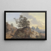 Group of Trees with Rocks Between Two Paths, on the Left Two Men, One on Horseback, on the Right Two Figures and a View in the Distance - Johann Alexander Thiele — framed artwork on a wall