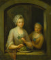 Una mujer y una niña en una ventana - Johann Andreas Herrlein — vista de la obra