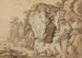 Young couple sitting near a massive rock formation - Johann August Nahl II — artwork view