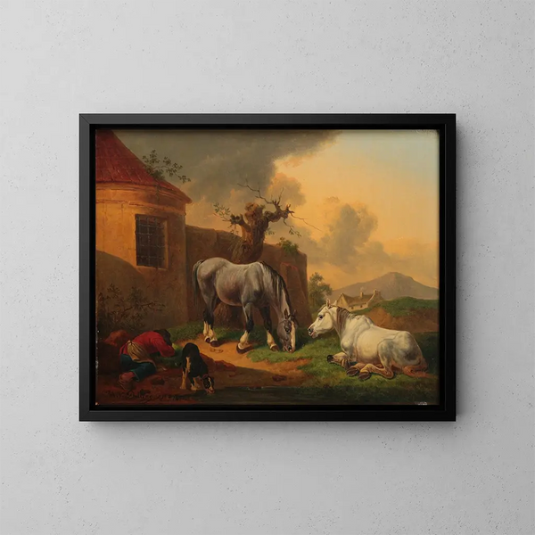 Caballos - Johann Baptist Dallinger von Dalling — cuadro enmarcado en la pared