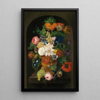 Johann Baptist Drechsler - Still Life Of Flowers With Grapes.webp