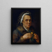 Old woman with a ducat - Johann Baptist Höchle — framed artwork on a wall