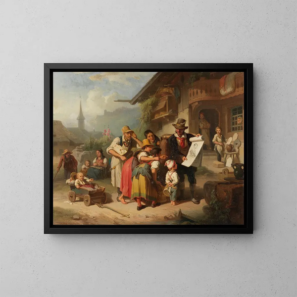 Escena de pueblo en la Selva Negra - Johann Baptist Kirner — cuadro enmarcado en la pared