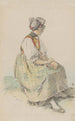 Young peasant girl sitting outdoors in traditional Schapbach attire - Johann Baptist Kirner — artwork view