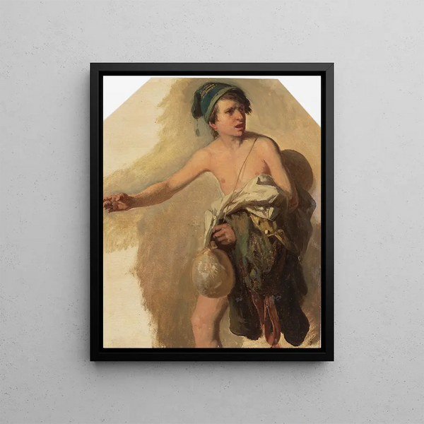 Johann Baptist Kirner - Nackter Junge mit Kleidern ber dem Arm im Schritt nach links.webp