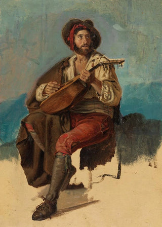 Johann Baptist Kirner - Sitzender italienischer Musikant Stuhl unvollendet.webp