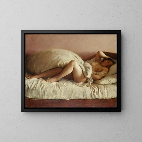 Mujer dormida - Johann Baptist Reiter — cuadro enmarcado en la pared