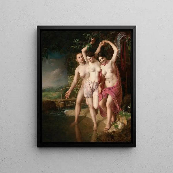 Trois Baigneurs - Johann Baptist Reiter — framed artwork on a wall