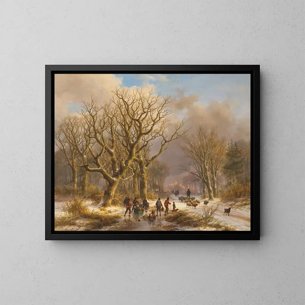 Tiempo de invierno - Johann Bernhard Klombeck — cuadro enmarcado en la pared
