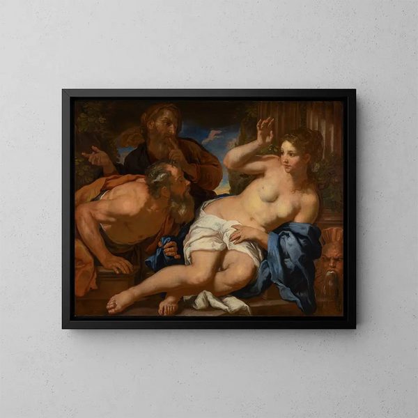 Suzanne y los ancianos - Johann Carl Loth — cuadro enmarcado en la pared
