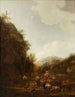 Landscape with shepherds and livestock - Johann Christian Klenge — artwork view