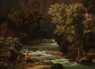 Johann Christian Reinhart - View Of The Ponte Lupo On The River Anio Near Tivoli In The Foreground A Youth Playing The Lyre.webp