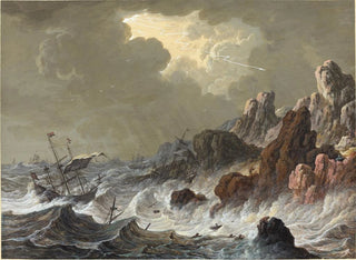 Johann Christoph Dietzsch - StormTossed Ships Wrecked on a Rocky Coast.webp