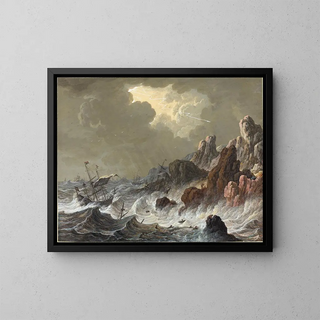 Johann Christoph Dietzsch - StormTossed Ships Wrecked on a Rocky Coast.webp