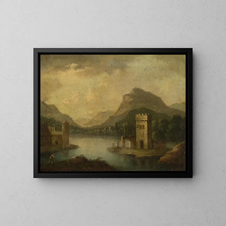 Johann Christoph von Bemmel - Romantic landscape with architecture.webp
