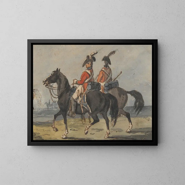 Dos miembros de la Guardia real a caballo - Johann Conrad Gessner — cuadro enmarcado en la pared