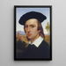 Self-portrait with beret in front of a Roman landscape - Johann David Passavant — framed artwork on a wall