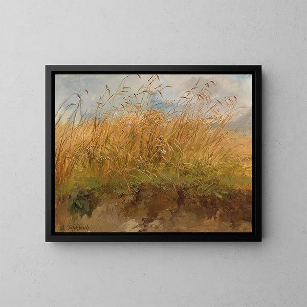 En la orilla de la pradera - Johann Fischbach — cuadro enmarcado en la pared